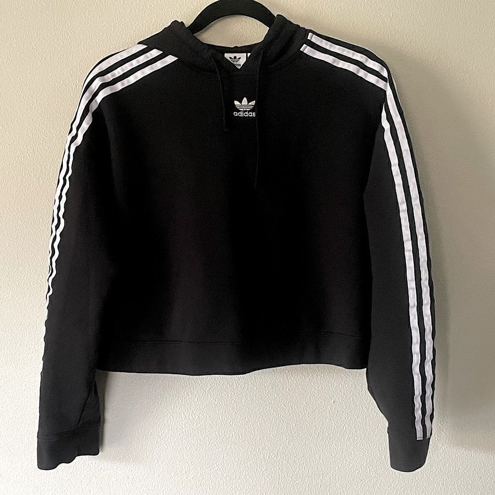 Women’s Adidas, Black & White, Cropped Hoodie. Size Medium. - Picture 1 of 3